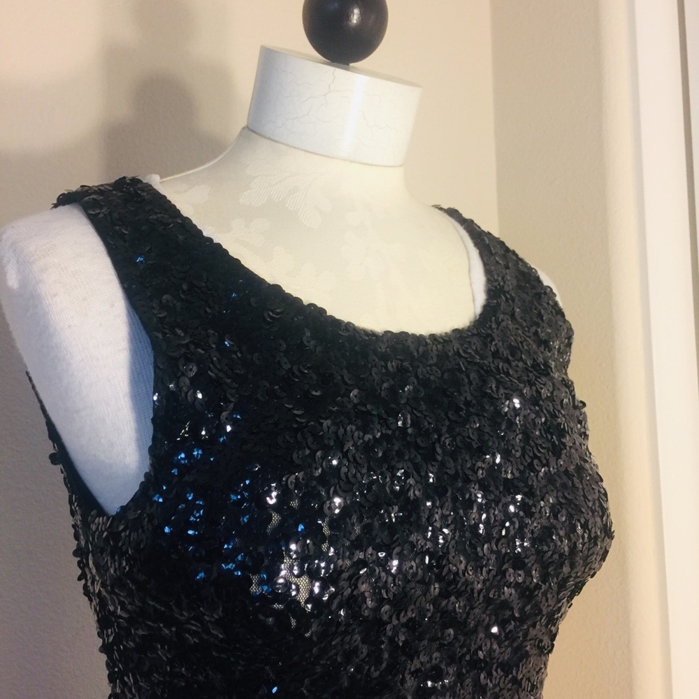 AMBER BLUE- Black Sequined Dress- S